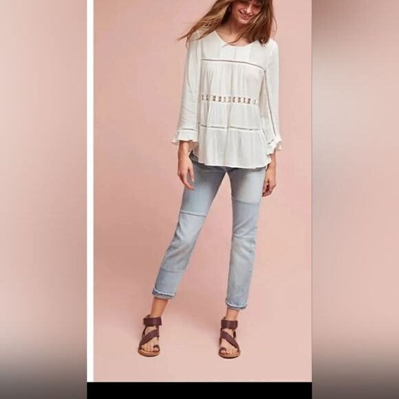 Maeve Laban Lace-trim Top from Anthropologie size S ivory - Picture 4 of 8